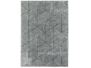 Tapis de salon 170 x 120 cm gris foncé en polypropylène, motif géométrique lavable, style moderne