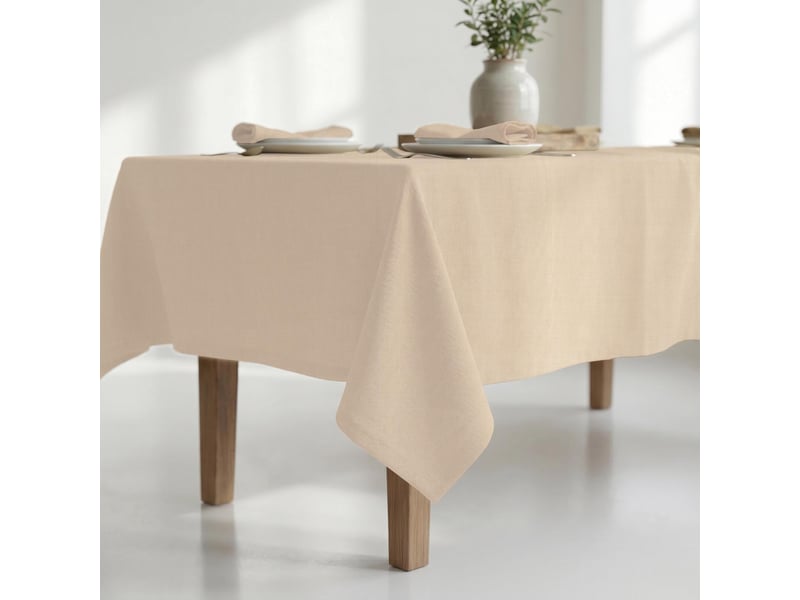  Nappe rectangle anti-tâches en coton 150x250 cm chambray rose, par soleil d'ocre  - Conforama B