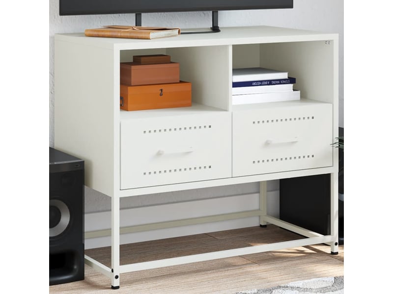  Meuble tv - banc tv - meuble de rangement blanc 68x39x60,5 cm acier  - Conforama B
