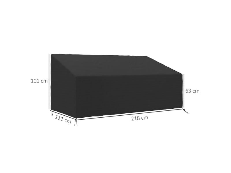Housse pour banc de jardin 3-4 places, tissu oxford 600d avec revêtement imperméable, pour terrasse, 218 x 111 x 63101 cm - Conforama E