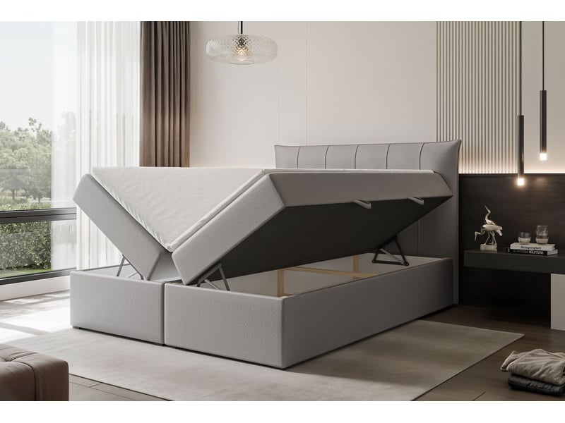  Lit coffre chester - 140x200 cm - avec matelas et surmatelas - éco-cuir - gris CHESTER - Conforama C
