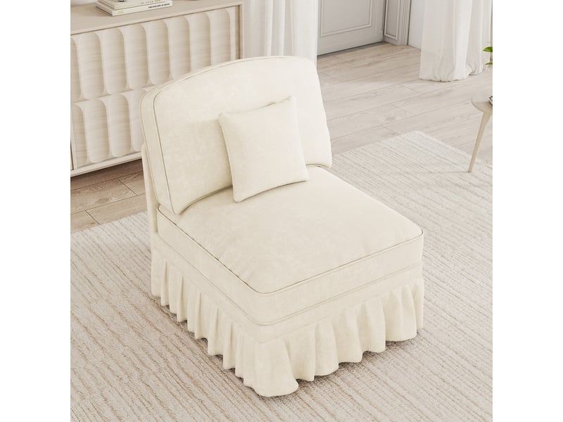  Canapé de salon, canapé chenille, en chenille, blanc, avec accoudoirs  - Conforama E