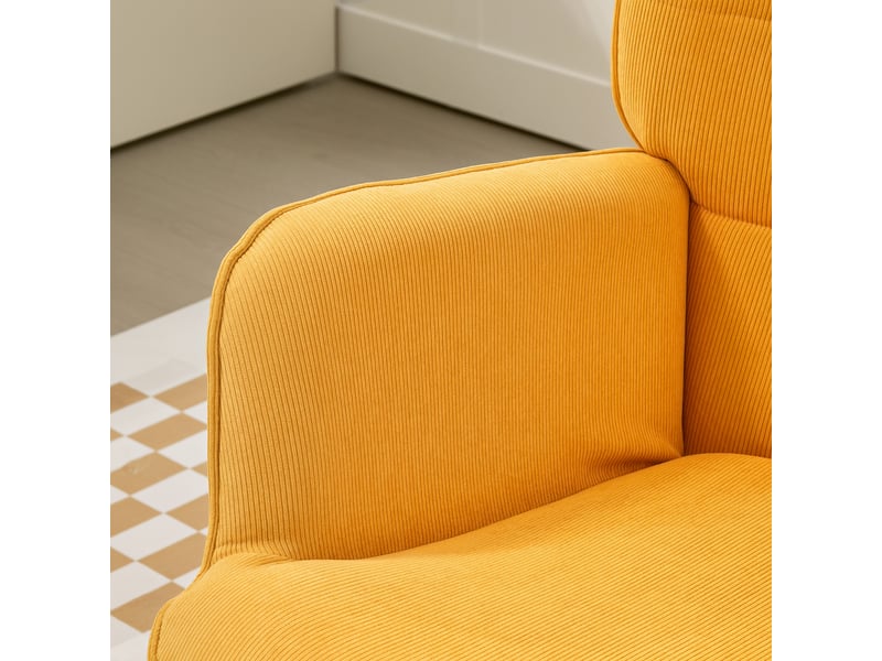  Fauteuil relax avec ottomane, capitonné en polyester orange  - Conforama D