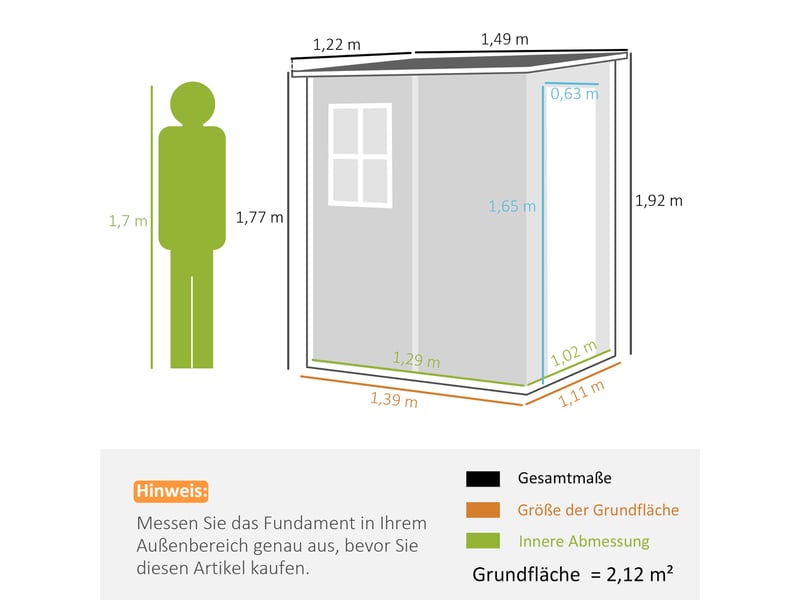  Abri de jardin - gris - plastique - 1,54 m³ - porte verrouillable - fenêtre intégrée - ventilation 122x149x192cm - Conforama C