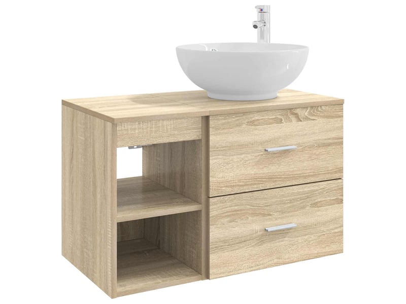  Ensemble de mobilier de salle de bain 2 pcs chêne sonoma shl5883  - Conforama A