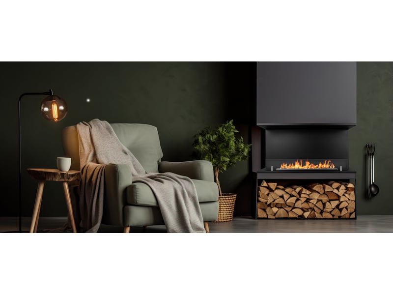 Trevi 90 - cheminée bioéthanol encastrable à trois faces 90x45x24,5 cm avec brûleur en acier de 1,5 litre - Conforama C