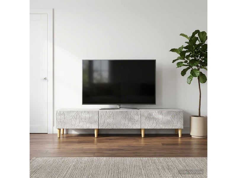  Meuble tv - banc tv - meuble de rangement 147 x 34,5 x 30 cm gris béton bois d'ingénierie  - Conforama B