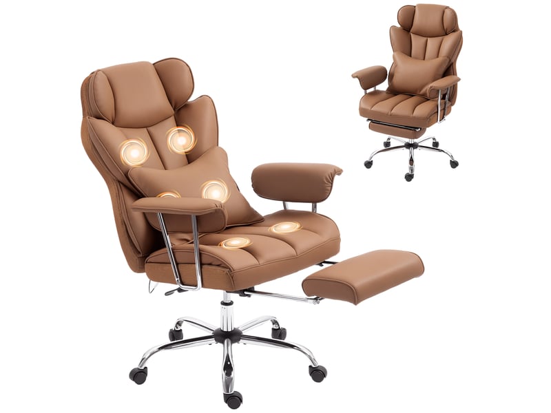  Fauteuil de bureau massant et vibrant à 6 points, marron  - Conforama B
