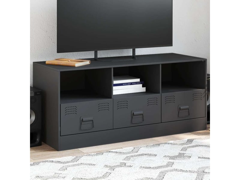  Meuble tv - banc tv - meuble de rangement anthracite 99x39x44 cm acier  - Conforama B