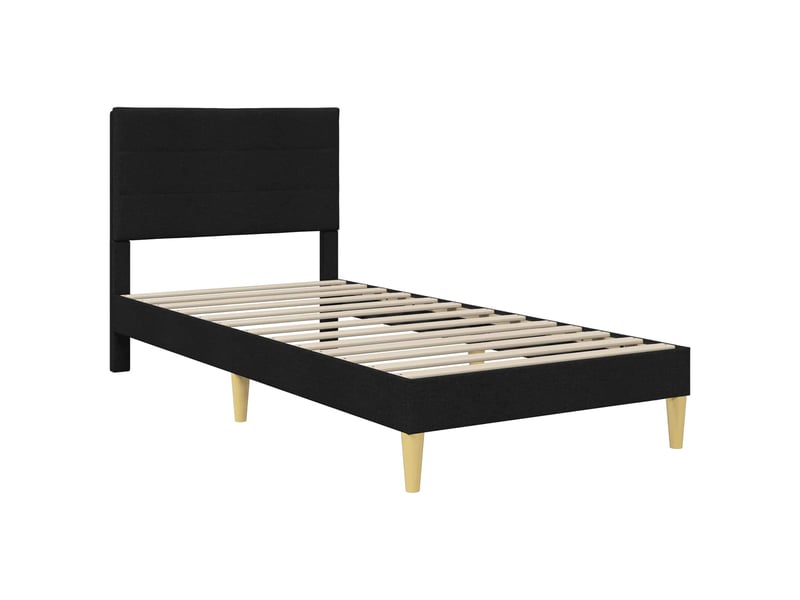  Lit simple- lit adulte -  cadre de lit avec tête de lit noir 100 x 200 cm tissu  - Conforama B