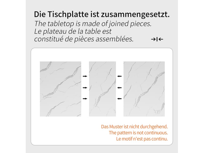  Table à manger extensible 120-160 x 80 cm – plateau mdf effet marbre – noir et doré  - Conforama E