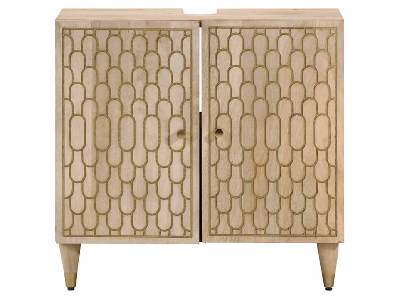  Armoire lavabo salle de bain, meuble de rangement bois massif de manguier shl7241  - Conforama D