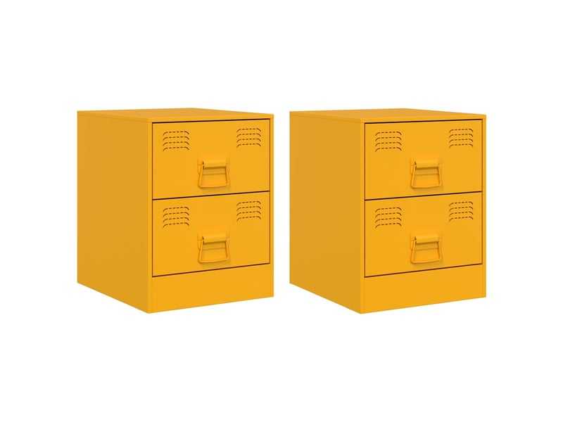  Vidaxl table de chevet 2 pcs jaune acier meuble rangement 34,5x39x44cm chambre salon  - Conforama A