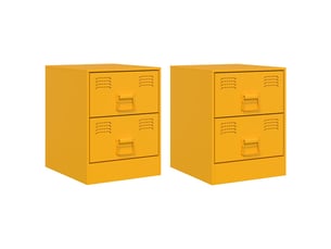 Vidaxl table de chevet 2 pcs jaune acier meuble rangement 34,5x39x44cm chambre salon