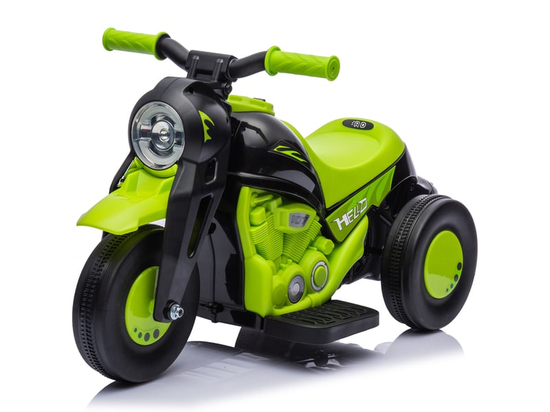  Moto électrique enfants 2-5 ans, 3 roues, 6 v, 3 kmh, avec fonction de bulles, effets lumineux et sonores, vert  - Conforama B