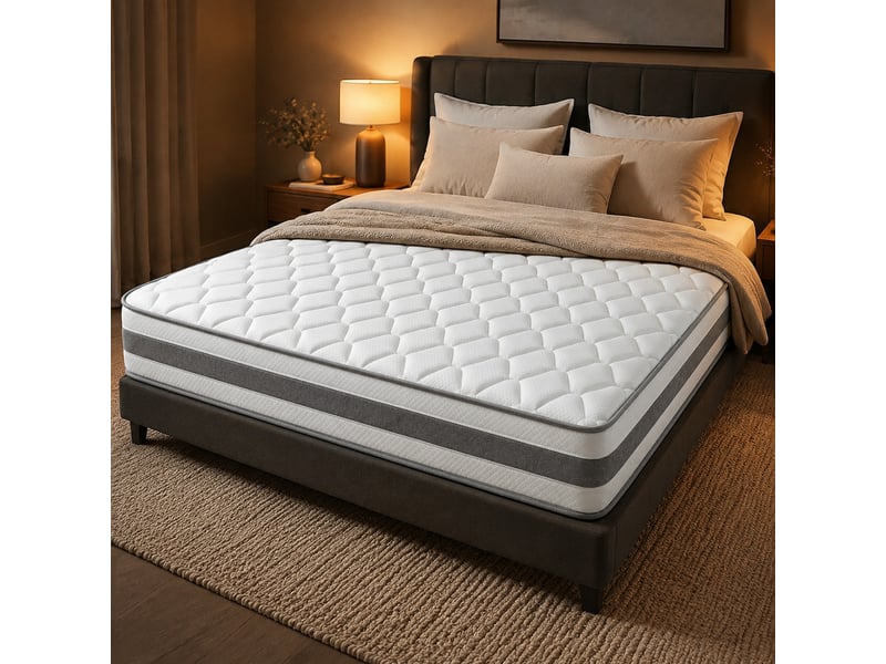  Matelas 140x200 cm en mousse et ressorts ensachés avec mousse de confort, 7 zones, blanc chicfurn  - Conforama B