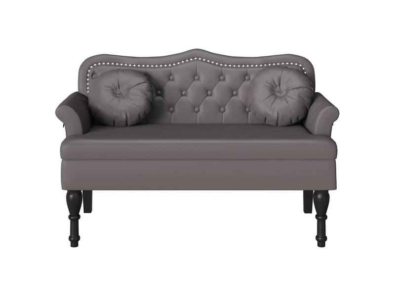 Banc chesterfield, canapé 2 places gris 120,5x65x75 cm simili cuir - Conforama D