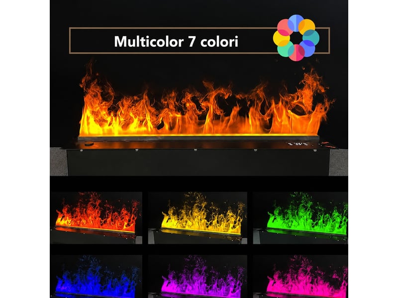  Cheminée à vapeur d'eau électrique 3d vapor 150 - 150 x 17,8 x 22,7 cm, encastrable en acier noir  - Conforama E