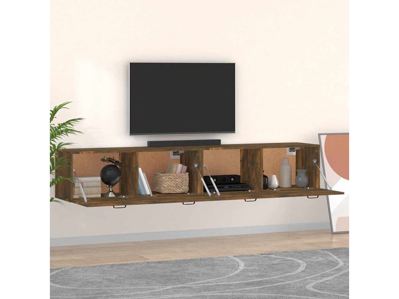  Armoires murales 2 pcs, meuble de rangement salon chêne fumé 100x36,5x35 cm shl2724  - Conforama C