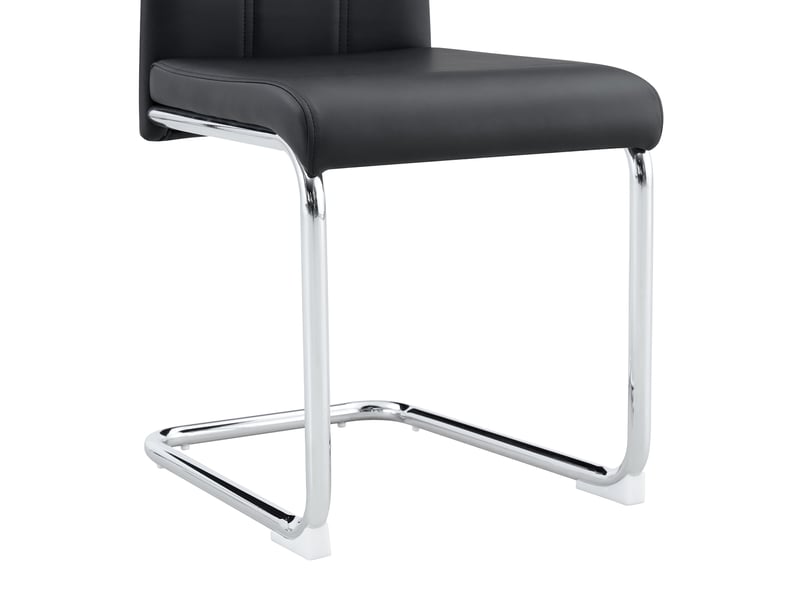  Chaise de salle à manger moderne noire, assise en similicuir &amp; piétement métal – design ergonomique pour intérieur contemporain  - Conforama E