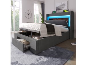 Lit avec rangement 90x200 cm VIVRYN coloris gris