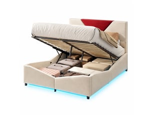 Lit coffre 140x200 cm coloris beige