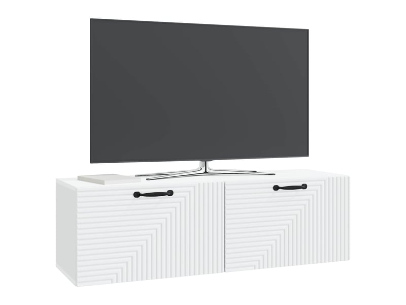  Meuble tv - banc tv - meuble de rangement mural blanc 98 x 31 x 30 cm bois d'ingénierie  - Conforama C