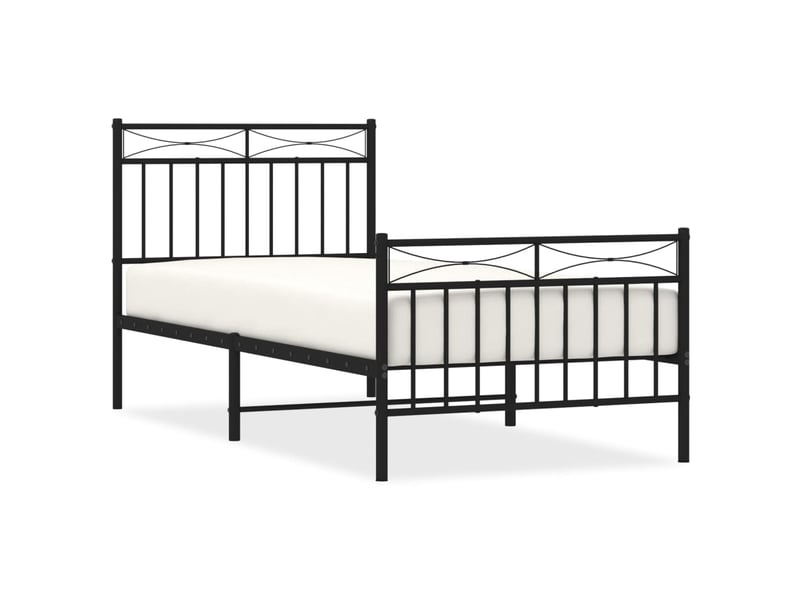  Lit simple- lit adulte -  cadre de lit métal sans matelas avec pied de lit noir 90x200 cm  - Conforama A