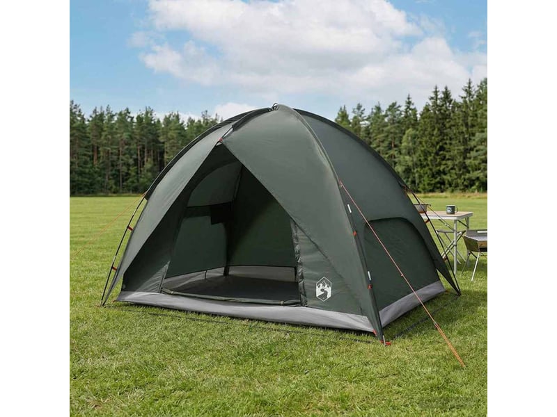  Tente de camping avec un abri imperméable 4 personne vert armée shl23889  - Conforama B