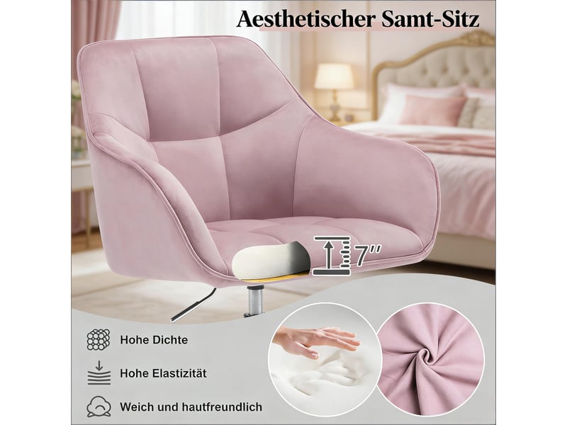 Chaise de bureau classique pivotante, fauteuil maquillage confortable pour intérieur - Conforama E