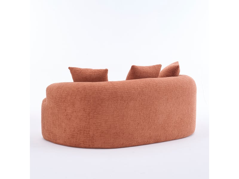  Canapé 2 places incurvé en chenille corail, mousse compressée 30d, 3 coussins, 153 cm, petit espace  - Conforama D