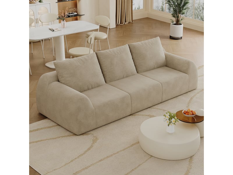 Canapé de salon, canapé pour séjour, kaki, sans montage, format compressé, 257 cm, pour salon, appartement, chambre  - Conforama D