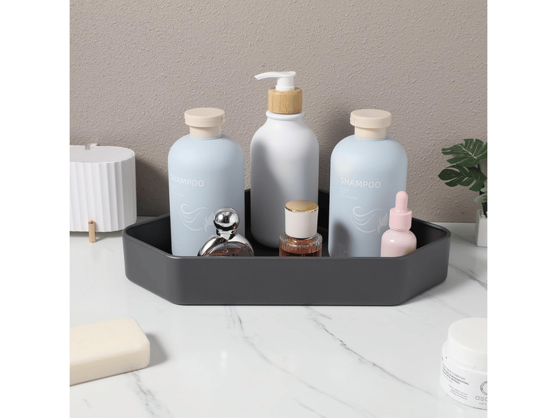  Étagère d'angle de douche, support de rangement pour salle de bain, convient pour salle de bain compacte, trois niveaux, gris  - Conforama B