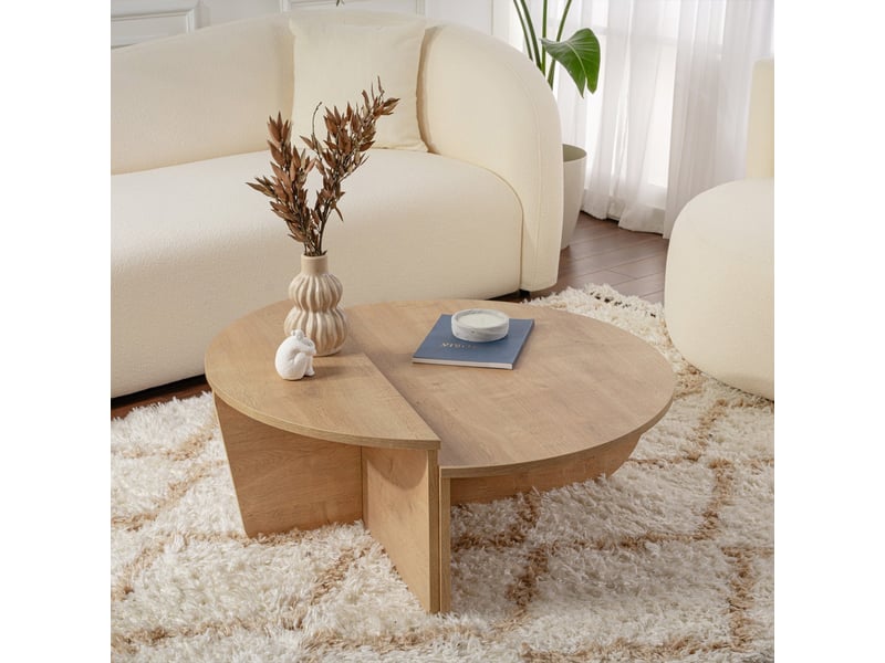 Elyna table basse ronde couleur bois clair d90 cm  - Conforama B