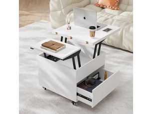 Table basse carré(e) coloris blanc <strong>VOXON</strong> <strong></strong> - 60 cmx60 cm