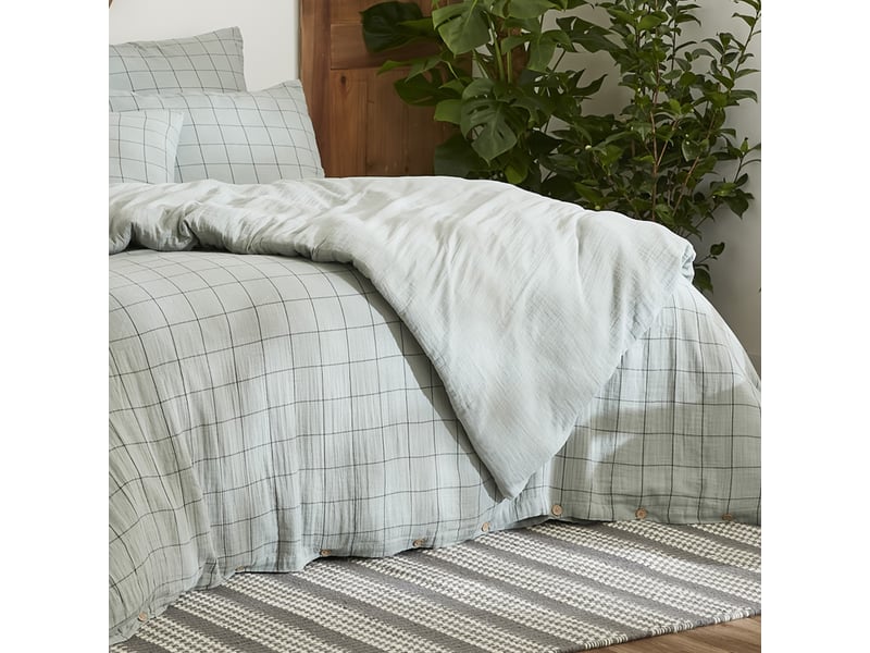  Housse de couette reversible 140x200 cm gaze de coton terra harmonie eucalyptus PD25031 - Conforama C