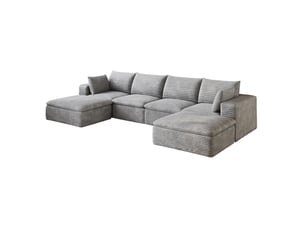 Canapé modulaire tcqpz canapé nuage 6 places 340 x 160 x 82 cm velours côtelé gris foncé déhoussable sans montage