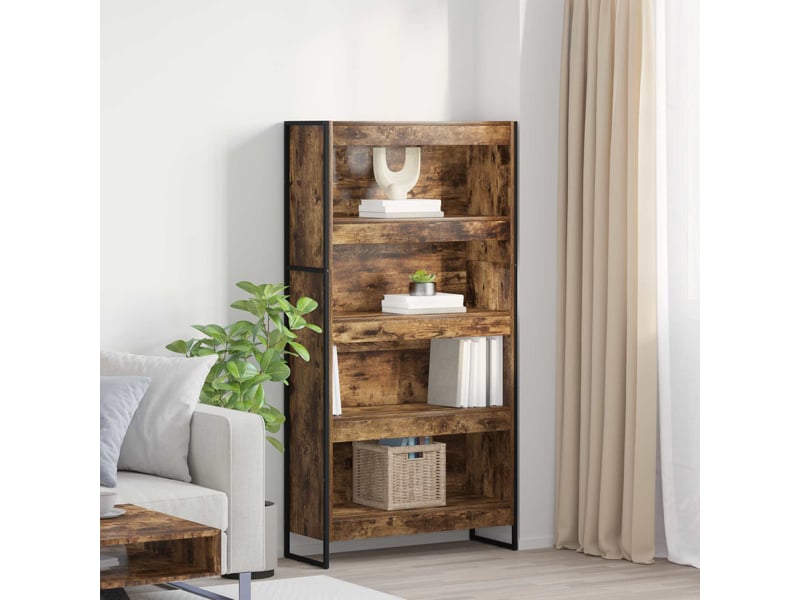  Bibliothèque, armoire à livres 80 x 30 x 155 cm bois d'ingénierie chêne fumé  - Conforama B