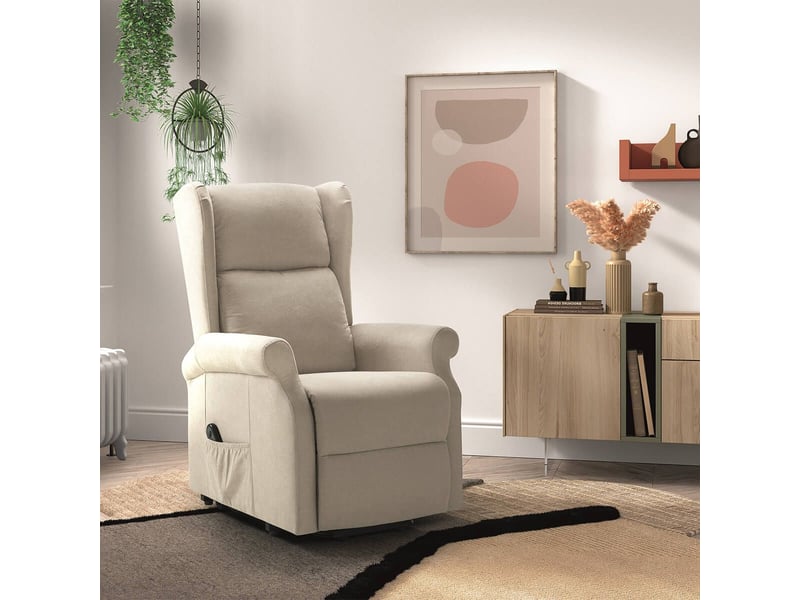  Fauteuil releveur relax électrique tissu waterproof ivoire - alcanti ALCANTI - Conforama B
