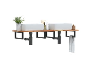 Étagère de vasque murale acier et bois massif d'acacia shl5398
