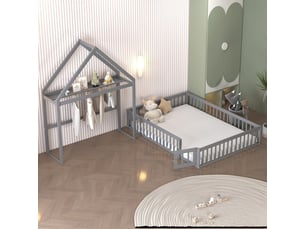 Lit avec rangement 140x200 cm <strong></strong> <strong>gris</strong> coloris gris