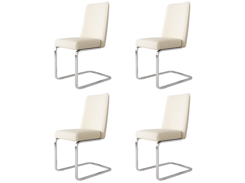  Lot de 4 chaises cantilever de salle à manger en velours avec conception de diamant et pieds en métal argenté,beige chaise beige - Conforama A