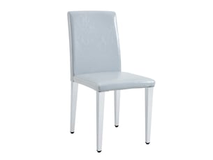Lot de 4 chaises de salle à manger en similicuir pu gris clair et pieds en métal argenté