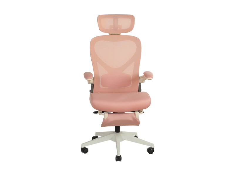  Chaise de bureau ergonomique inclinable avec dossier rabattable - lpospi - têtière 3d, maille et mousse - rose  - Conforama A