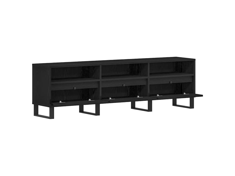  Meuble tv - banc tv - meuble de rangement 150 x 30 x 44,5 cm chêne noir bois d'ingénierie  - Conforama E