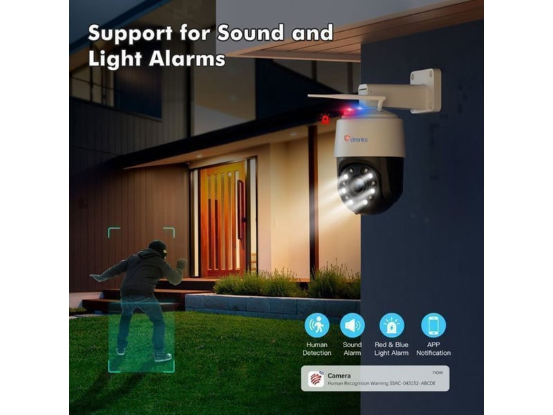  Caméra de sécurité extérieure solaire wifi 1080p détection humaine audio bidirectionnel  - Conforama C