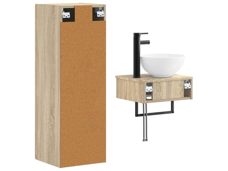 Ensemble de mobilier de salle de bain 2 pcs chêne sonoma shl8429 - Conforama E