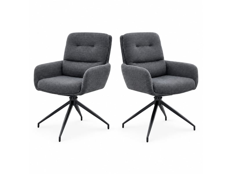  Lot de 2 chaises de salle à manger pivotantes,55x50x85 cm,tissu,gris foncé  - Conforama A