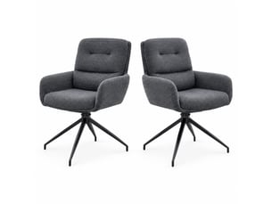 Lot de 2 chaises de salle à manger pivotantes,55x50x85 cm,tissu,gris foncé