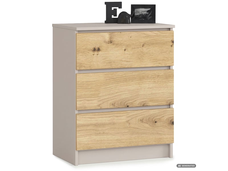  Commode k60 cachemire 60 cm 3 tiroirs couleur chêne artisan mat 60x40x77 cm Commode K60 - Conforama A